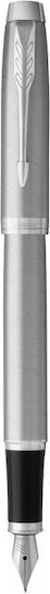 Parker Essential Stainless Fountain Pen Fine Grey Steel with Black Ink