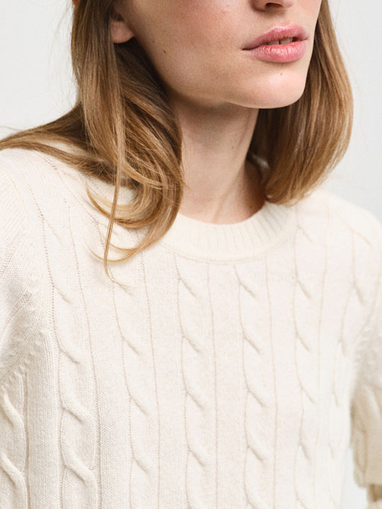 Women's Long Sleeve Sweater Woolen Ecru