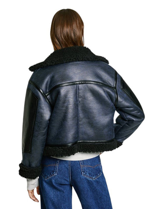 Pepe Jeans Jacket made of Leatherette Blue