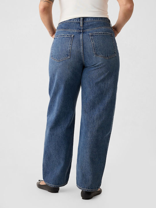 Hoch tailliert Damenjeans in Konischer Linie Medium Indigo