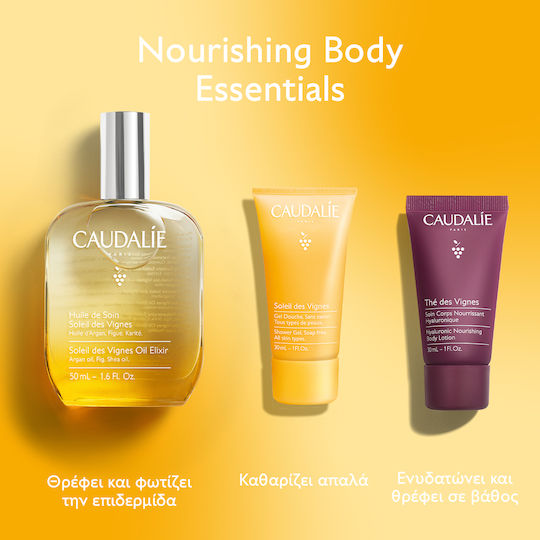 Caudalie Soleil des Vignes Skin Care Set for Brightening, Body Cleaning & Moisturizing 3pcs