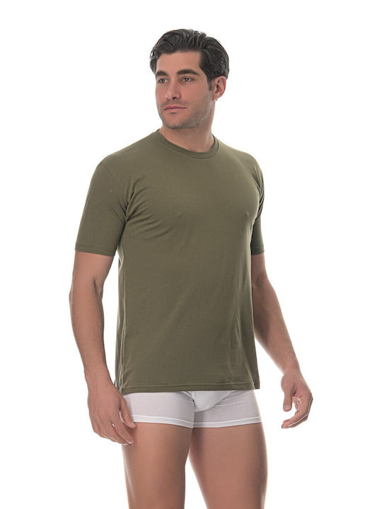 Lido Underwear Men's Undershirt Short-sleeved in Green Color