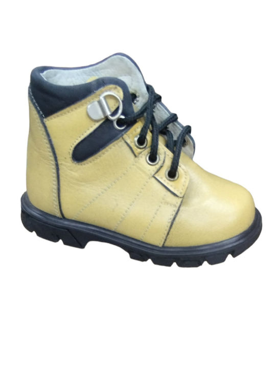 Leather Biker Boots Yellow Gorgino - Yellow