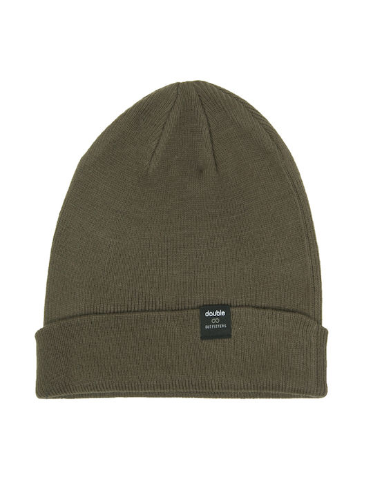 Double Beanie Masculin Căciulă Tricotat în culoarea Kaki