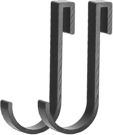 Raft de baie cu 2 cârlige, 2 sisteme de montare pe perete, aluminiu, 32x12x4cm, negru