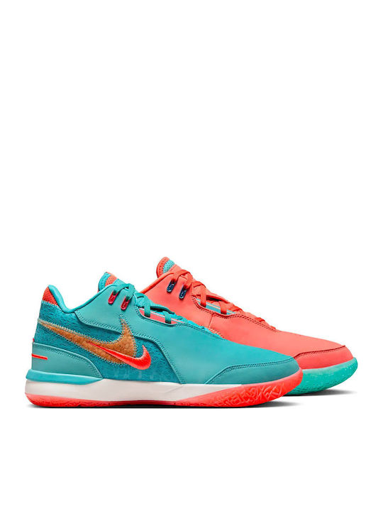 LeBron NXXT Gen AMPD Low Basketball Shoes Mineral Blue / Light Wild Mango / Sail