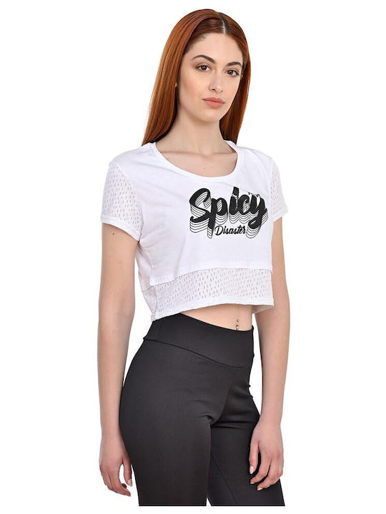 Γυναικείο Crop Top Κοντομάνικο Λευκό