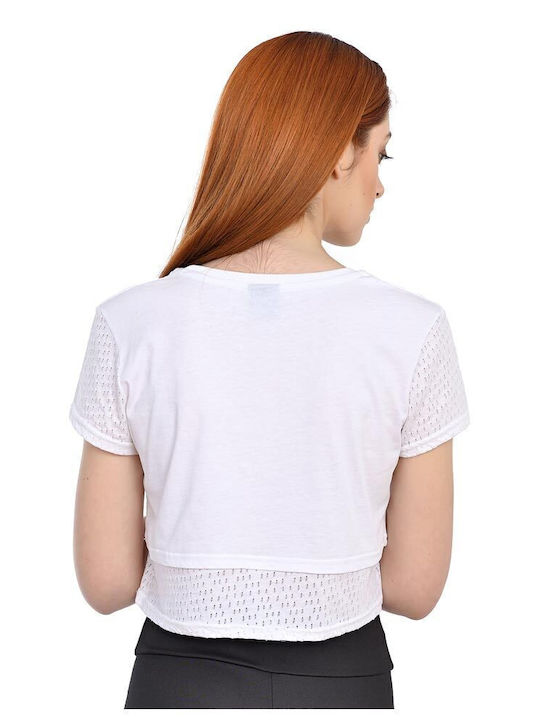 Γυναικείο Crop Top Κοντομάνικο Λευκό
