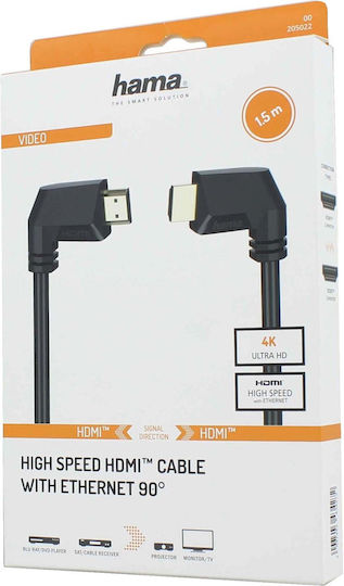 Hama 205022 Hdmi Cable 4k Ethernet 1.5 Meters Gold-plated Black