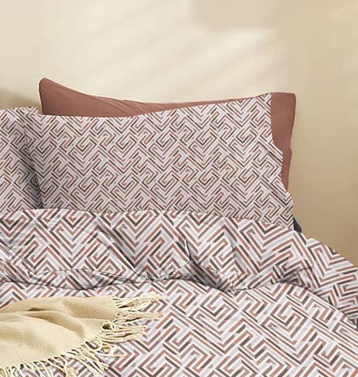 Cokitex Marta Maze Σετ Σεντόνια King Size 260x280εκ. Moka (4τμχ)