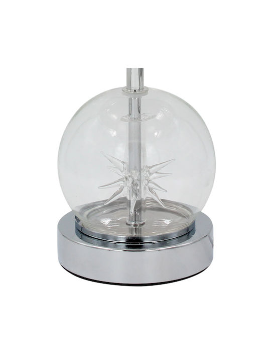Keskor Metal Table Lamp for Socket E27 with Beige Shade and Transparent Base
