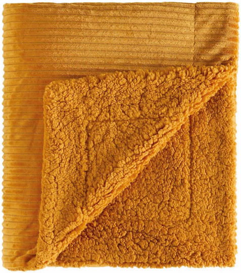 Kentia Spencer Σετ Κουβέρτα Γούνινη Ημίδιπλη 180x240εκ. Ochre