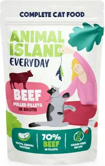 Animal Island Wet Food for Adult Cats in Pouches with Beef and Chicken Gluten-Free 40x85gr