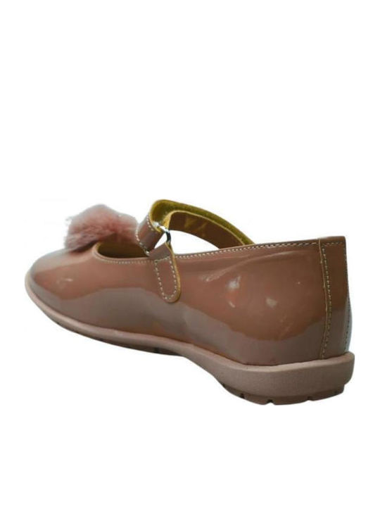 Παιδικές Μπαλαρίνες mit Bügel- und Schleifenverschluss Lackleder Rosa