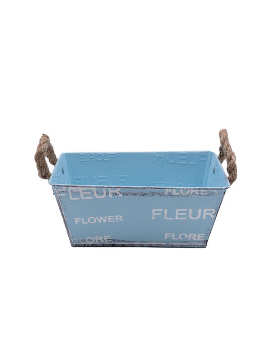 Uncle George Vintage Planter Metal Light Blue 22x12.5x10cm.