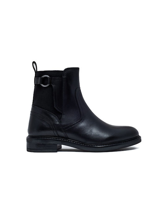 Leder Stiefeletten Damen Schwarz