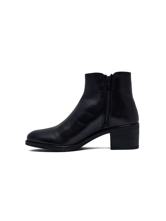 Leder Stiefeletten Damen Schwarz