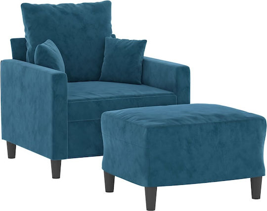 Armchair with Footstool Blue 78x77x80cm