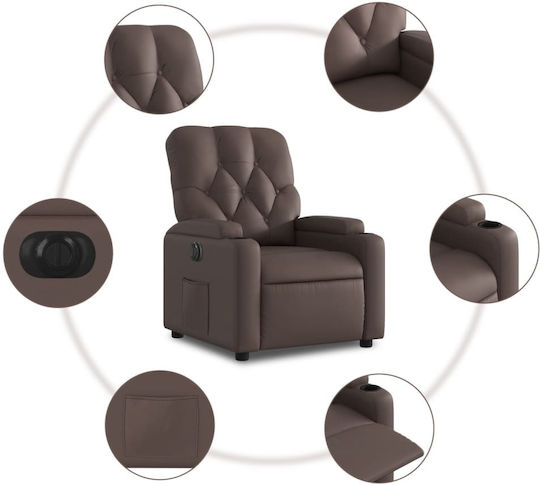 Relaxsessel mit Fußhocker aus Kunstleder Coffee 74x86.5x93.5cm