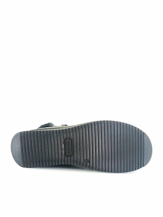 Leder Stiefeletten Damen mit Pelz Schwarz