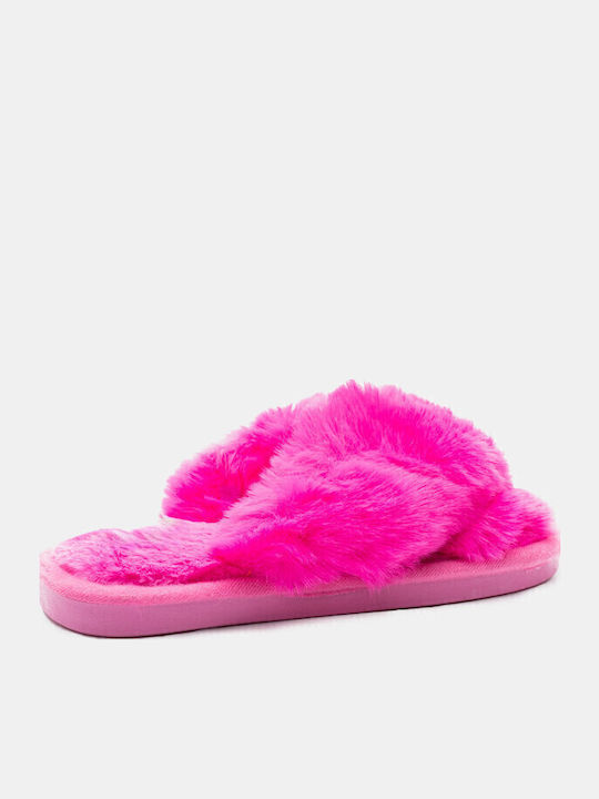 Winter Women's Slippers with Fur Fuchsia