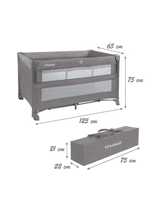 Kidwell Blissy Παρκοκρέβατο 2 Επιπέδων με Στρώμα Γκρι 125x65cm