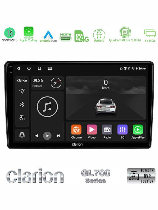 Clarion Ηχοσύστημα Αυτοκινήτου για Peugeot 307 2002-2008 (Bluetooth/USB/WiFi/GPS/Apple-Carplay/Android-Auto) με Οθόνη Αφής 9"