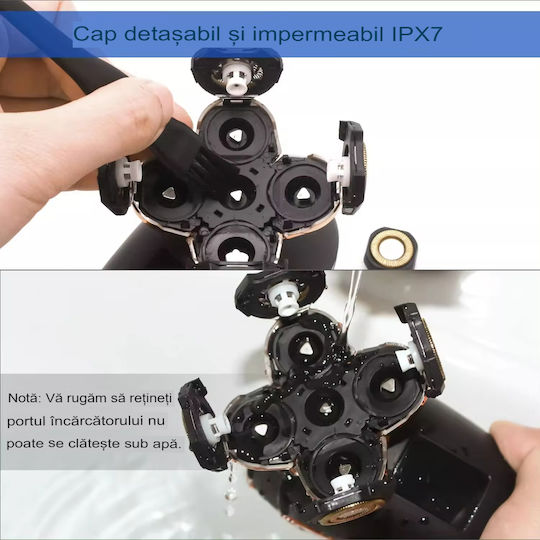 Trimmer de păr multifuncțional 5D Marske HM1688 5 în 1 pentru față, cap, corp, utilizare la duș, afișaj digital, impermeabil, 10 x 6 cm, negru