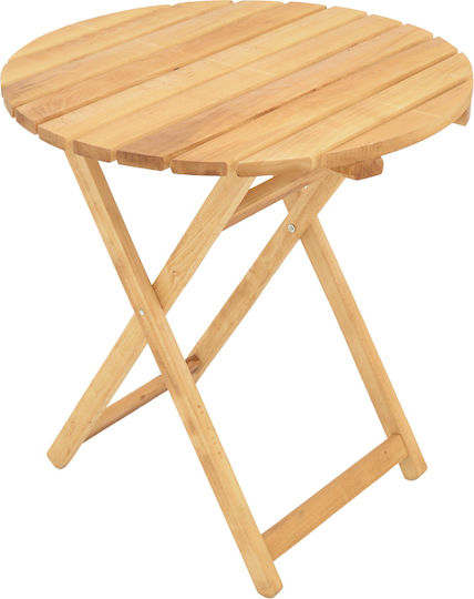 Letna Round Table Dining Room Collapsible from Solid Wood Natural Shade 70x70x75cm