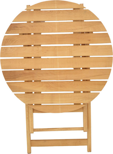 Letna Round Table Dining Room Collapsible from Solid Wood Natural Shade 70x70x75cm