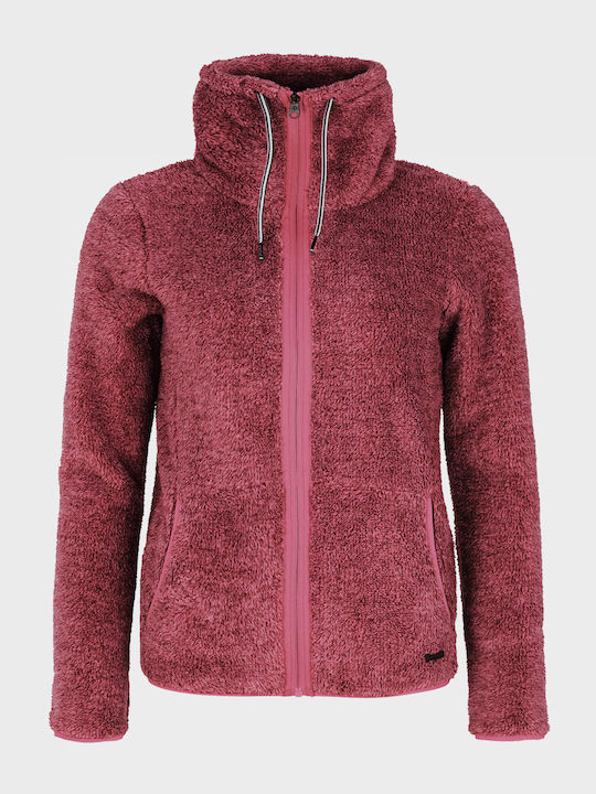 Riri Μακριά Fleece Γυναικεία Ζακέτα Σκούρο Ροζ