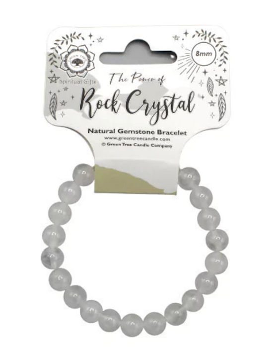 Handmade Bracelet with Semi-Precious Stones White Quartz Rock Crystal