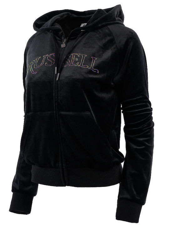 Through Hoody Cropped Women's Sweatshirt Jacket Black