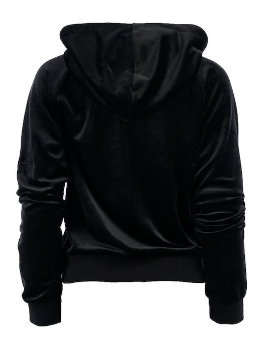 Through Hoody Cropped Women's Sweatshirt Jacket Black