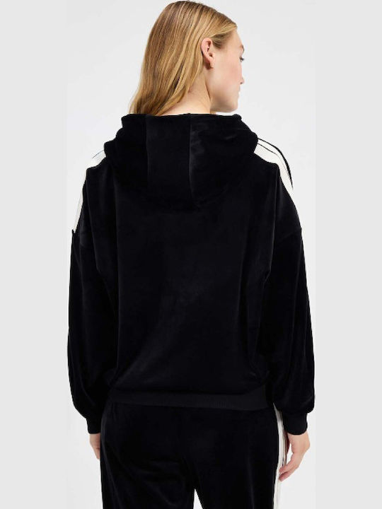 Sartoria Izzie Oh Long Women's Sweatshirt Velvet Hooded Black