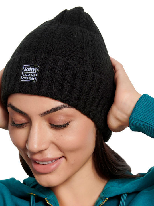 Beanie Unisex Σκούφος Πλεκτός σε Μαύρο χρώμα
