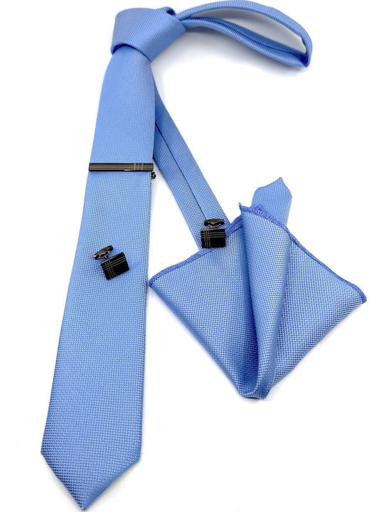 Legend Accessories Σετ Ανδρικής Γραβάτας Συνθετική Μονόχρωμη σε Γαλάζιο Χρώμα