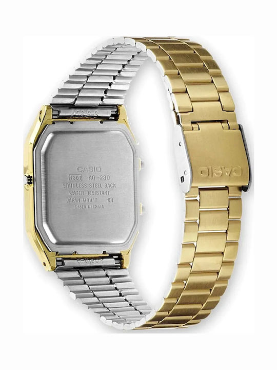 Casio Аналогов/Дигитален Мъжки Часовник 29.8mm На Батерия със Златна Метална Гривна