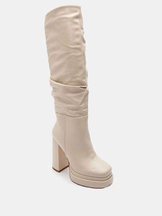 Luigi Women's Boots with High Heel Beige