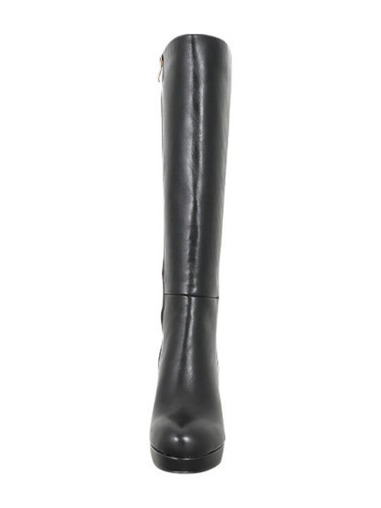 Synthetic Leather High Heel Women's Boots Black