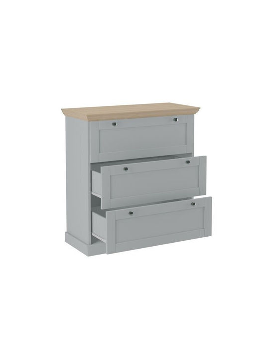 Συρταριέρα Κρεβατοκάμαρας aus Holz & Metall Denton Ag112 mit 3 Schubladen Light Oak, Grey 75x35x80cm