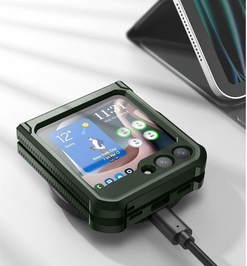 Carcasă robustă Samsung Galaxy Z Flip 5 5G Dexnor cu suport clip Verde