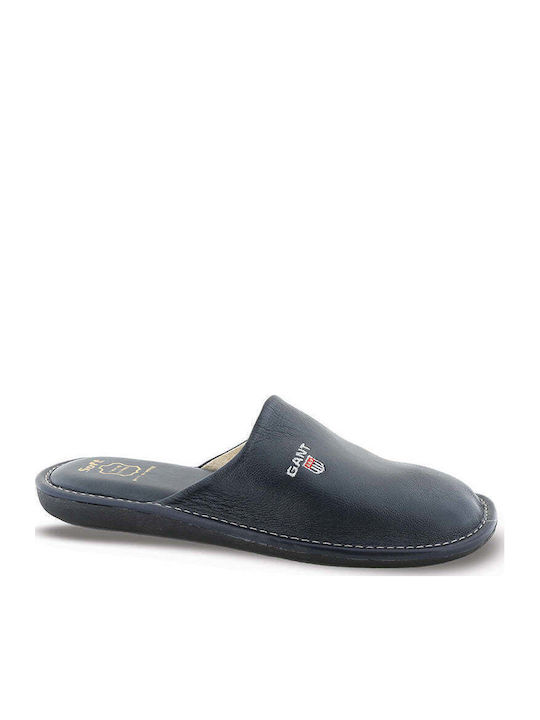 Men's Leather Slippers Blue