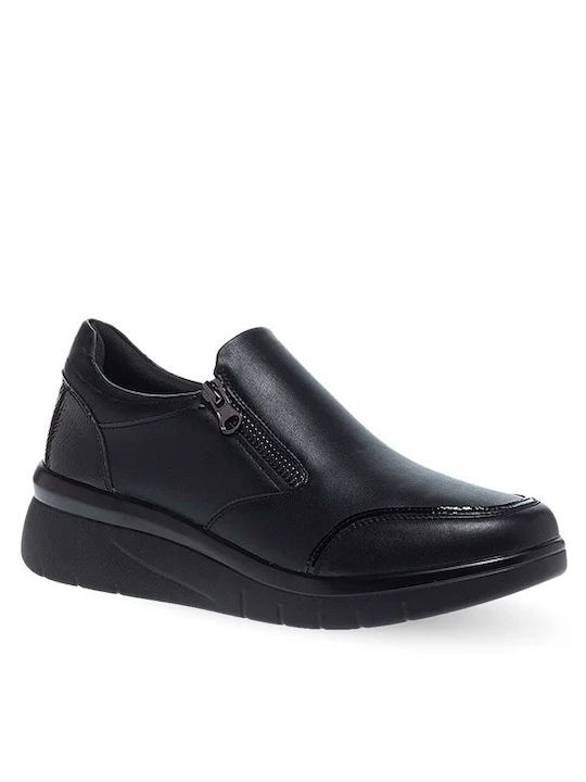 Parex Women's Synthetic Leather Slip-Ons Black