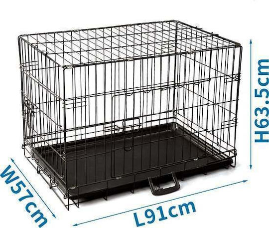 Nobleza Dog Wire Crate with 2 Doors 91x57x63.5cm
