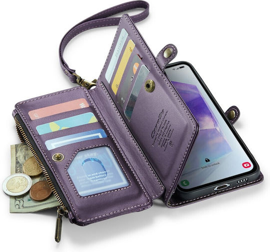 Θήκη Caseme Samsung Galaxy A55 5g Rfid Leather Wallet Λουράκι Ώμου Μωβ