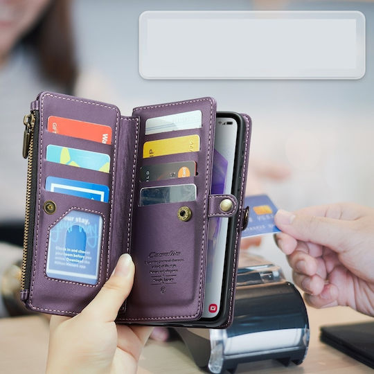 Θήκη Caseme Samsung Galaxy A55 5g Rfid Leather Wallet Λουράκι Ώμου Μωβ
