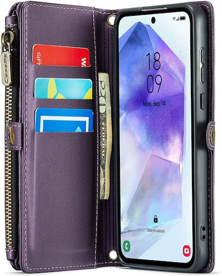 Θήκη Caseme Samsung Galaxy A55 5g Rfid Leather Wallet Λουράκι Ώμου Μωβ