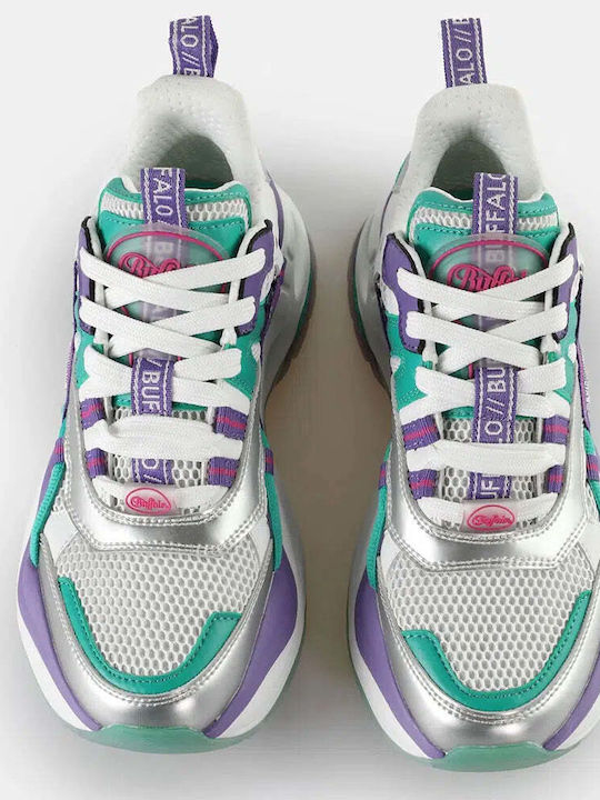 Chunky Sneakers Silver / Green / Purple