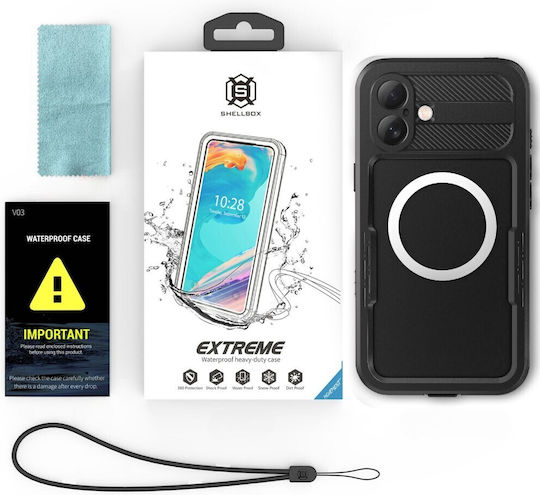 Wasserdichte Hülle IP68 iPhone 16 Plus Shellbox Magsafe Schwarz
